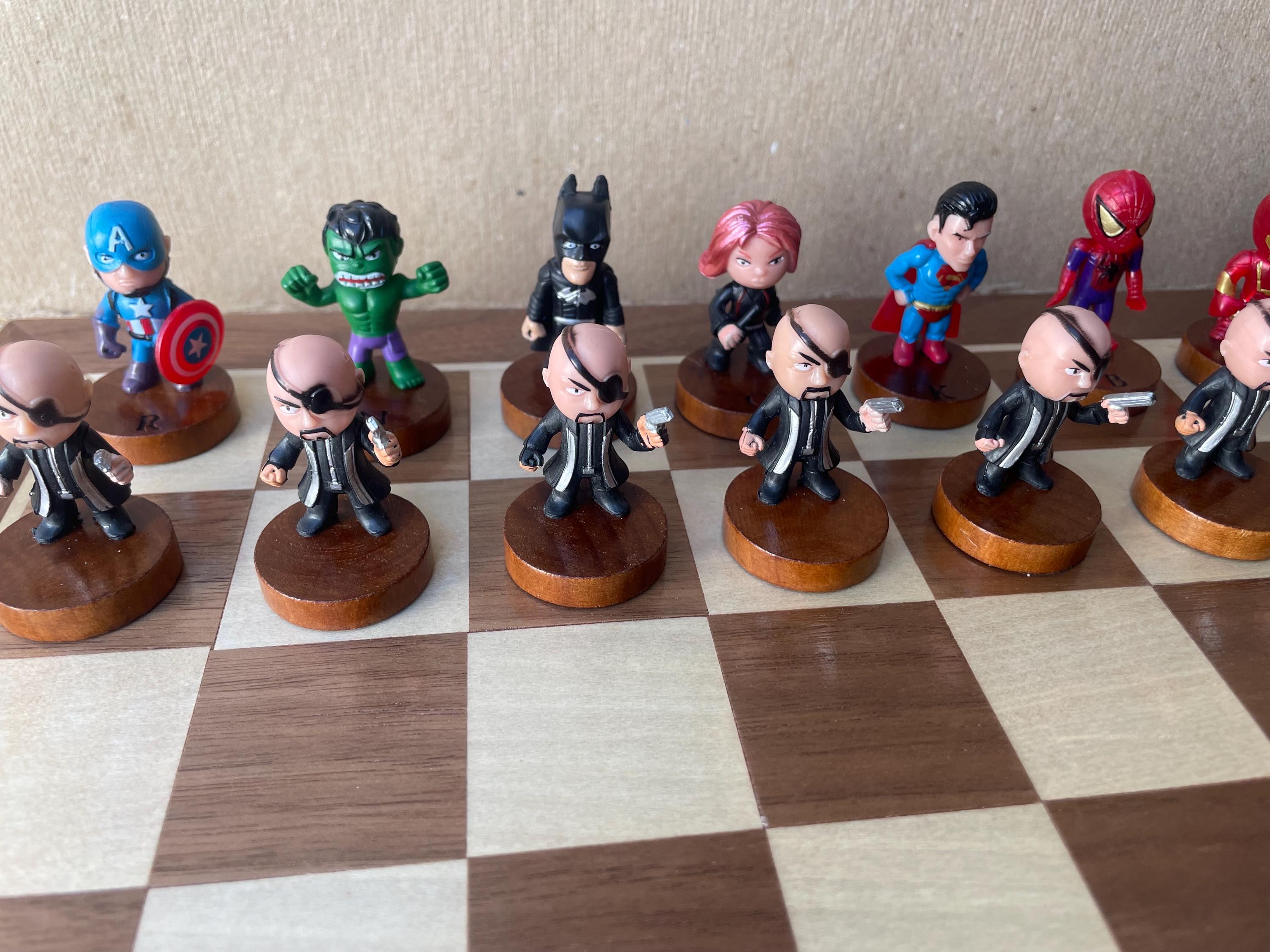 Super Hero Chess Set W Nick Fury and Hawkeye as Pawns - Etsy