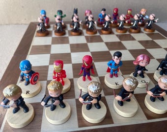 Super Hero Chess Set W Nick Fury and Hawkeye as Pawns - Etsy Israel