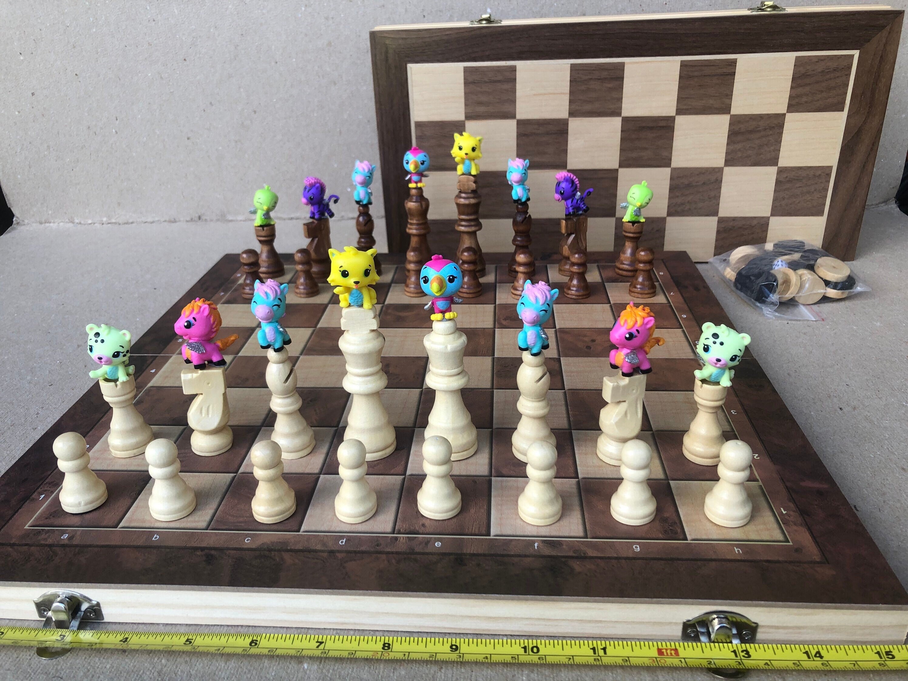 Animal Chess Set, Handcarved Wooden Animal Chess Set