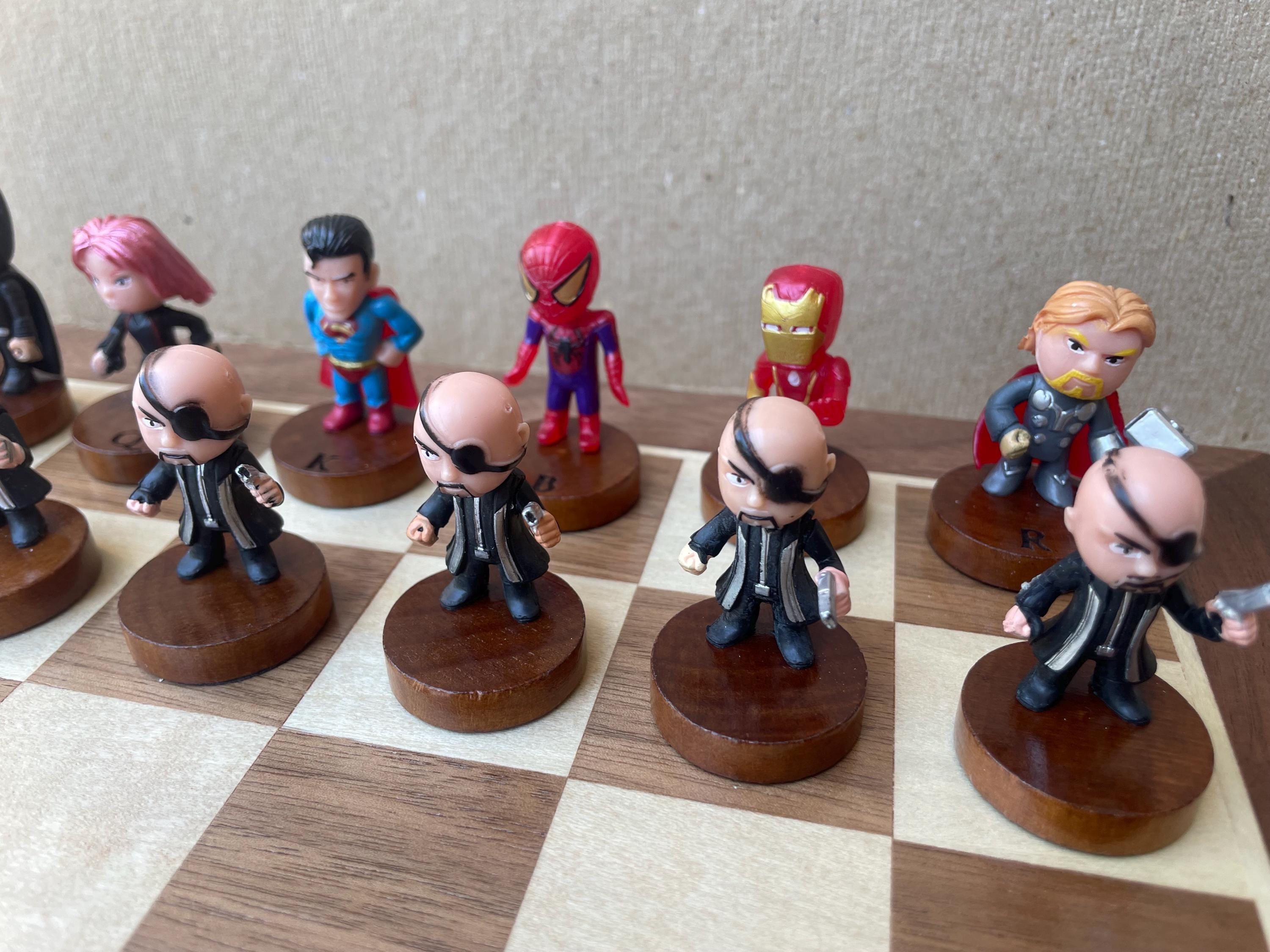 Super Hero Chess Set W Nick Fury and Hawkeye as Pawns - Etsy Israel