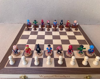 SUPER HEROES CHESS SCHACH スーパーヒーローズ チェス Super Hero Chess Set - Etsy