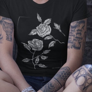 Black Roses Goth shirt, Gothic clothing, Floral grunge tshirt, Punk rock flower t shirt