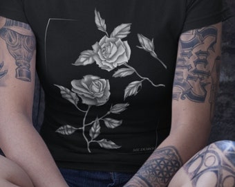 Black Roses Goth shirt, Gothic clothing, Floral grunge tshirt, Punk rock flower t shirt
