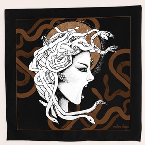 Medusa Bandana, Head Scarf Greek Mythology Neck Scarf Snakes Gorgon Hair Scarf Gothic Clothes