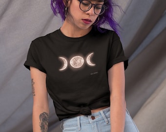 Moon phases triple moon goddess Witchy shirt Moon child Wicca black Witch t shirt Pagan tee