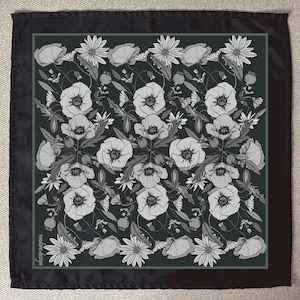 Foulard con papaveri e fiori selvatici, foulard per capelli con bandana floreale Whimsigoth, accessori da strega