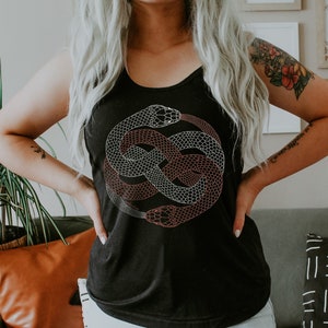 Ouroboros Snakes Tank Top, Snake t shirt, Witchy Aesthetic Tank, Witchcore Goth Girl Tee, Alt Clothing