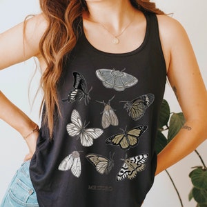 Moth Tank Insect Goblincore clothing dark academia shirt Butterfly Goth Tank top Cottagecore Women's Racerback Tank