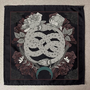 Ouroboros Snakes Scarf, Witchy Head Scarf, Occult Gothic Accessories, Dark Cottage Core All-over print bandana