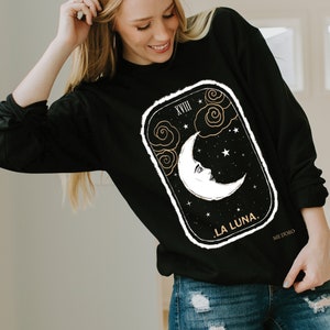 Tarot Trui, Maan sweatshirt, Heksenkleding, Tarot Shirt, Tarot kaart Shirt, Oversized crewneck sweatshirt, Cute Fall shirt