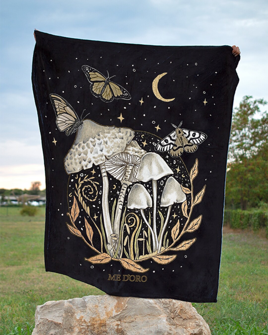 Trippy Mushrooms Quilted Blanket NCU0TH367