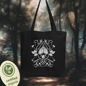 Luna Moth Tote Bag, Celestial Bag Organic Cotton Tote, Moon Bag for Books, Witchy Shopping Bag, Gift for Witch
