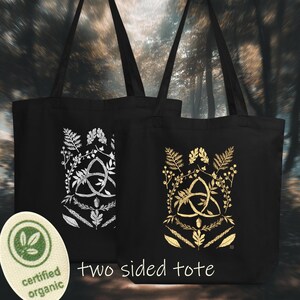 Triquetra Symbol Eco Tote Bag, Celtic Knot Trinity Aesthetic Canvas Bag, Pagan Book Tote, Organic Cotton Shopping Laptop Bag, Wicca Gift