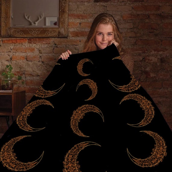 Crescent Moon Throw Blanket Witch Blanket Witchy Things Etsy