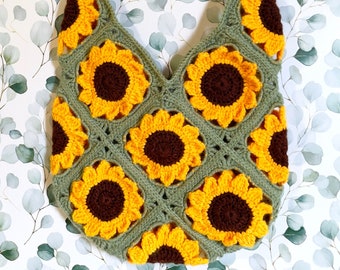 Sage’s Sunflower Bag Crochet Pattern ~ Patron PDF ~ Anglais seulement ~ Thème de la nature ~ Lumineux et ensoleillé ~ Grand-mère carré ~ Terminologie américaine