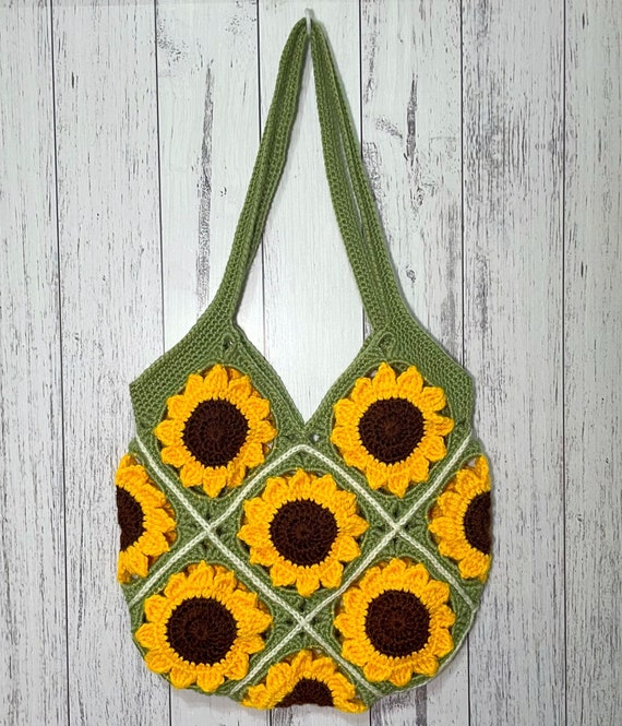 Sunflower Bag Crochet Pattern ~ PDF Pattern ~ English Only ~ Granny Square ~ Shopping Bag ~ US Terminology