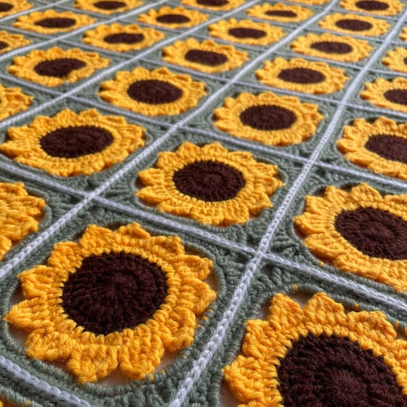 Sunflower Blanket Crochet Pattern ~ PDF Pattern ~ English Only ~ Granny Square ~ US Terminology
