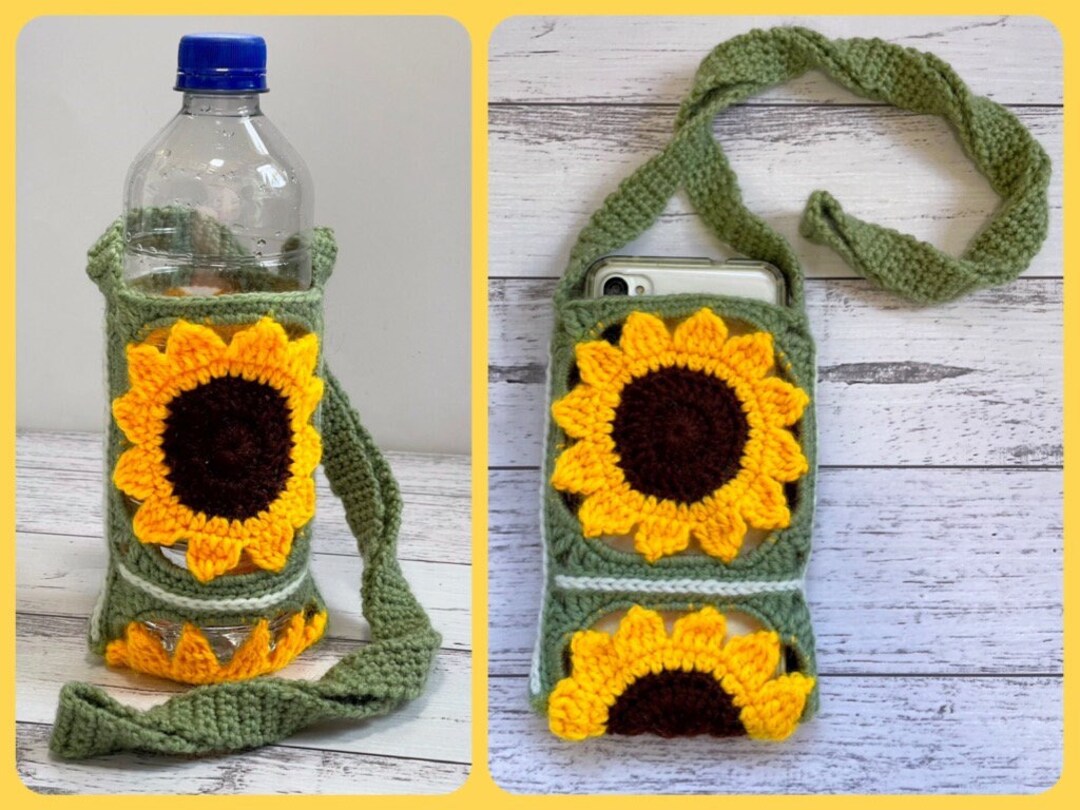 Sunflower Water Bottle / Phone Holder Bag Crochet Pattern Etsy