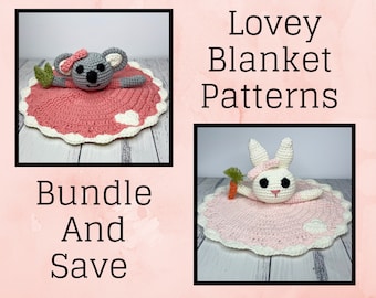 Lovey Animal Crochet Pattern Bundle ~ Patron PDF ~ Anglais seulement ~ Koala australien ~ Lapin ~ Couverture de couette ~ Baby Lovey Toy