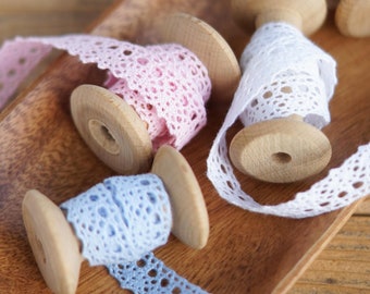 Colored cotton lace trim by the yard, 0.55" (1.4 cm) wide cotton lace trims for sewing bags, placemats, wedding gifts - 1.09 yards (1 m)