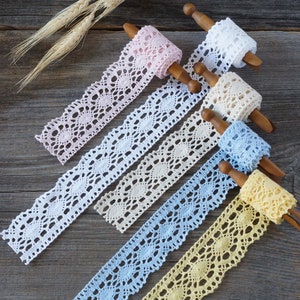Cotton Crochet Lace Trim by the yard,  1.57&quot; (4 cm) for tablecloth, placemats, wedding gifts - 1.09 yard (1m)