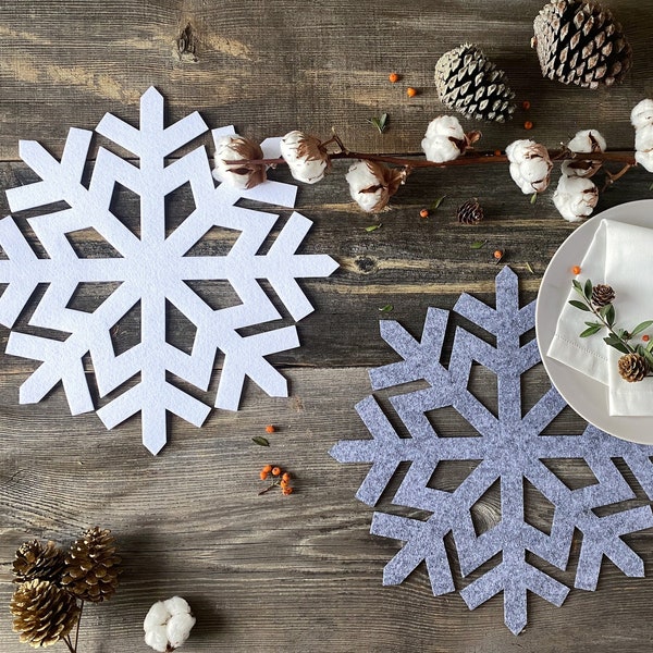 Schneeflocke Tischset, Filz Weihnachtstischsets für Tischdekoration, 15,75 "(40 cm) Neujahr Geschenkideen