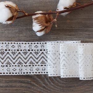 White Vintage Lace Trim, 3.15" (8cm) Geometric Bridal Lace Trim - 1.09 yards (1m)