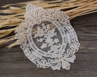 Oval Table Cloth Floral Tablecloth White Vintage Embroidered Lace Doilies 15x33"