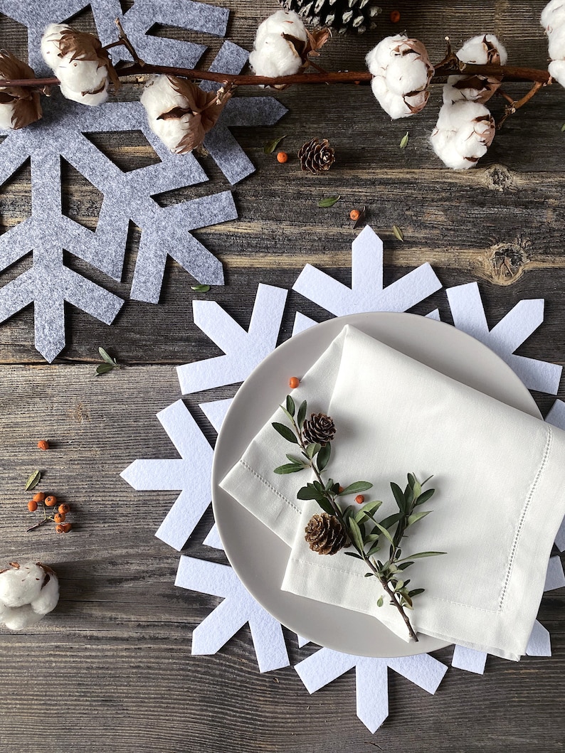 Snowflake Placemat Felt Christmas Placemats for Table Etsy