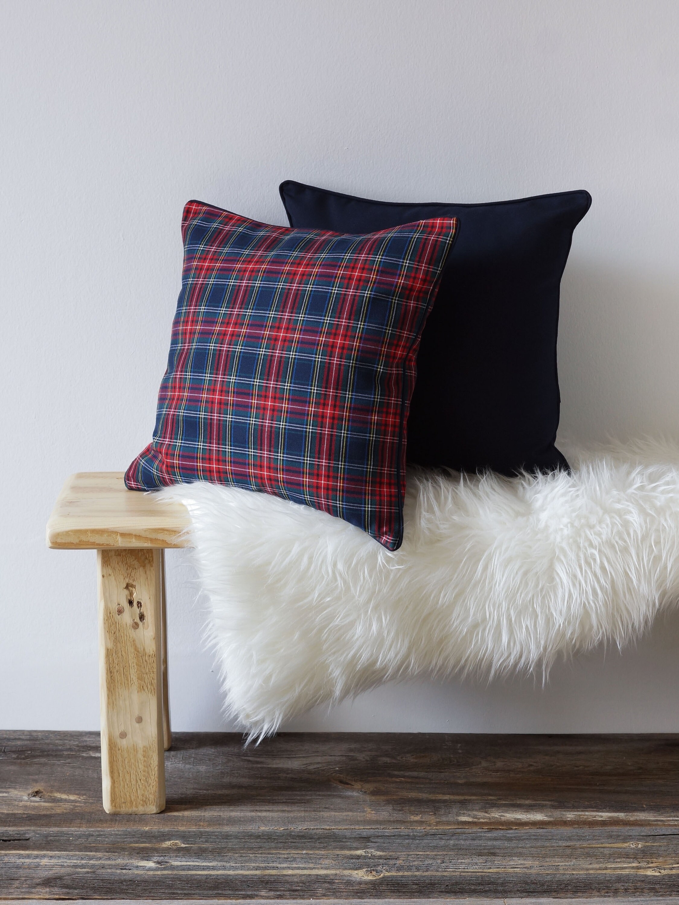 Navy Plaid Pillow Cover Christmas 18x18 Rednavy Blue Etsy