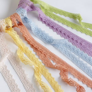Cotton Lace Trim, 1&quot; (2.5 cm) Crochet Colored Cotton Lace Trims with Scallop Edging, available in 27 colors - 1.09 yards (1m)