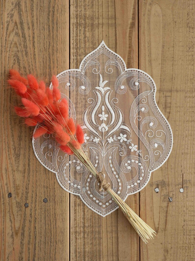 Soft white oval lace placemat 10.63x12.99 27x33 Etsy