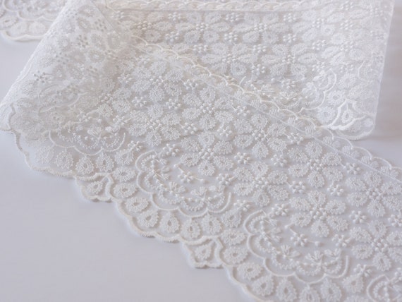 1m Cotton Lace Trim, 6cm, White