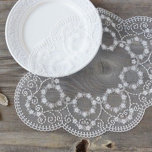 Light Ivory Tulle Lace Doily, 11.81&quot;x15.6&quot; (30x39cm) Lace Placemat for Table Decoration