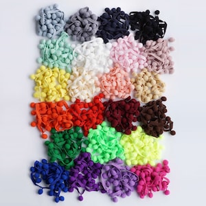 Pom pom trim multi color by the yard, 0.63&quot; (1.6 cm) diameter pastel pompom trim for curtains, throw or sewing bags - 1.09 yards (1 m)