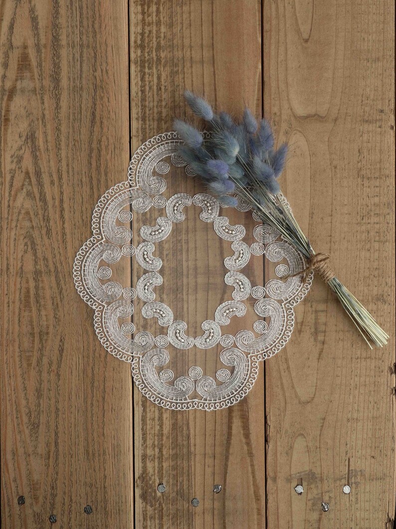 Soft white oval lace placemat vintage style flower lace Etsy