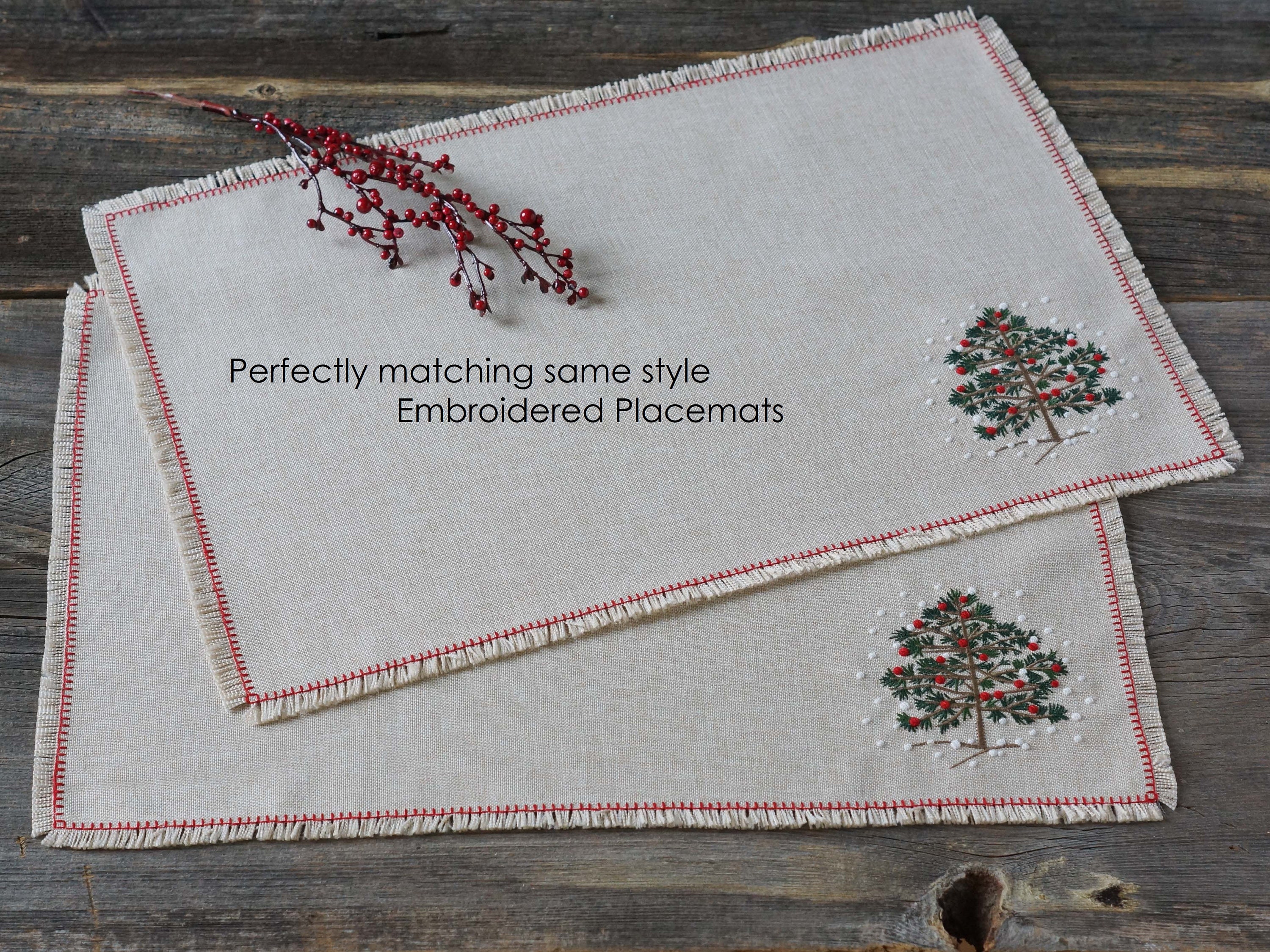 Pine Tree Christmas Pillow Covers, New Year Snowflakes Embroidered Throw Cushions for Home Decoration 18x18&quot; (45x45cm)