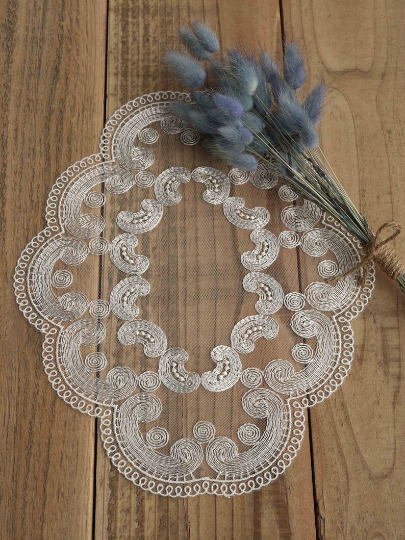 Soft white oval lace placemat vintage style flower lace Etsy