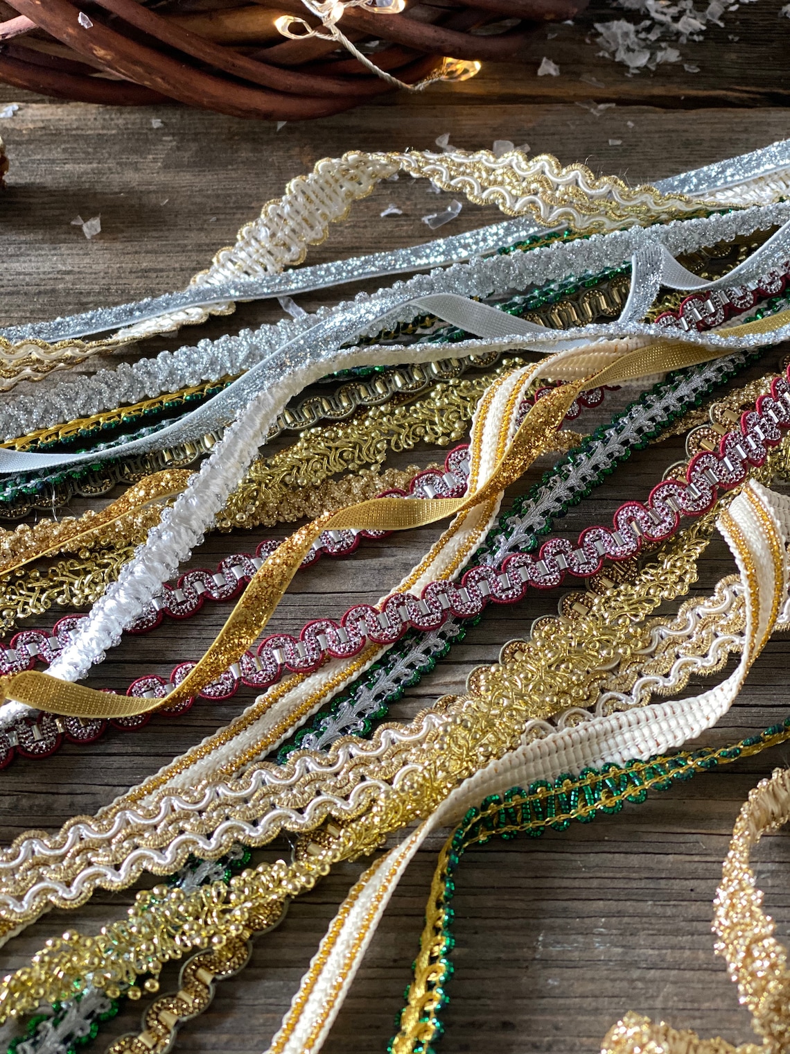 Christmas Mix Trim Set Glitter New Year Ribbon Trimmings 11  Etsy