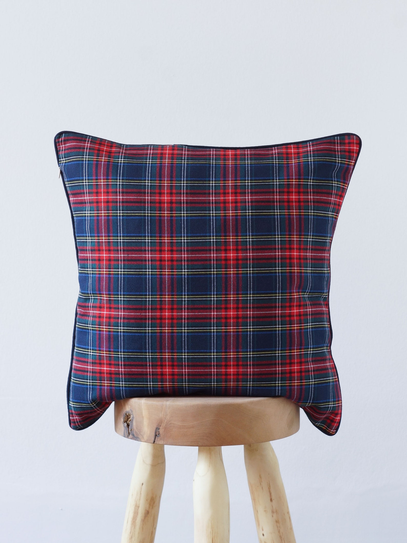 Navy Plaid Pillow Cover Christmas 18x18 Rednavy Blue Tartan Etsy