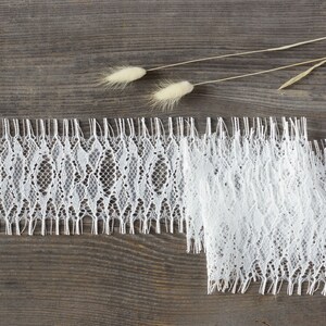 White Eyelash Alencon Lace, Bridal Lace Trim, 3.94" (10cm) Chantilly Lace Trim - 1.63 yards/1.5m