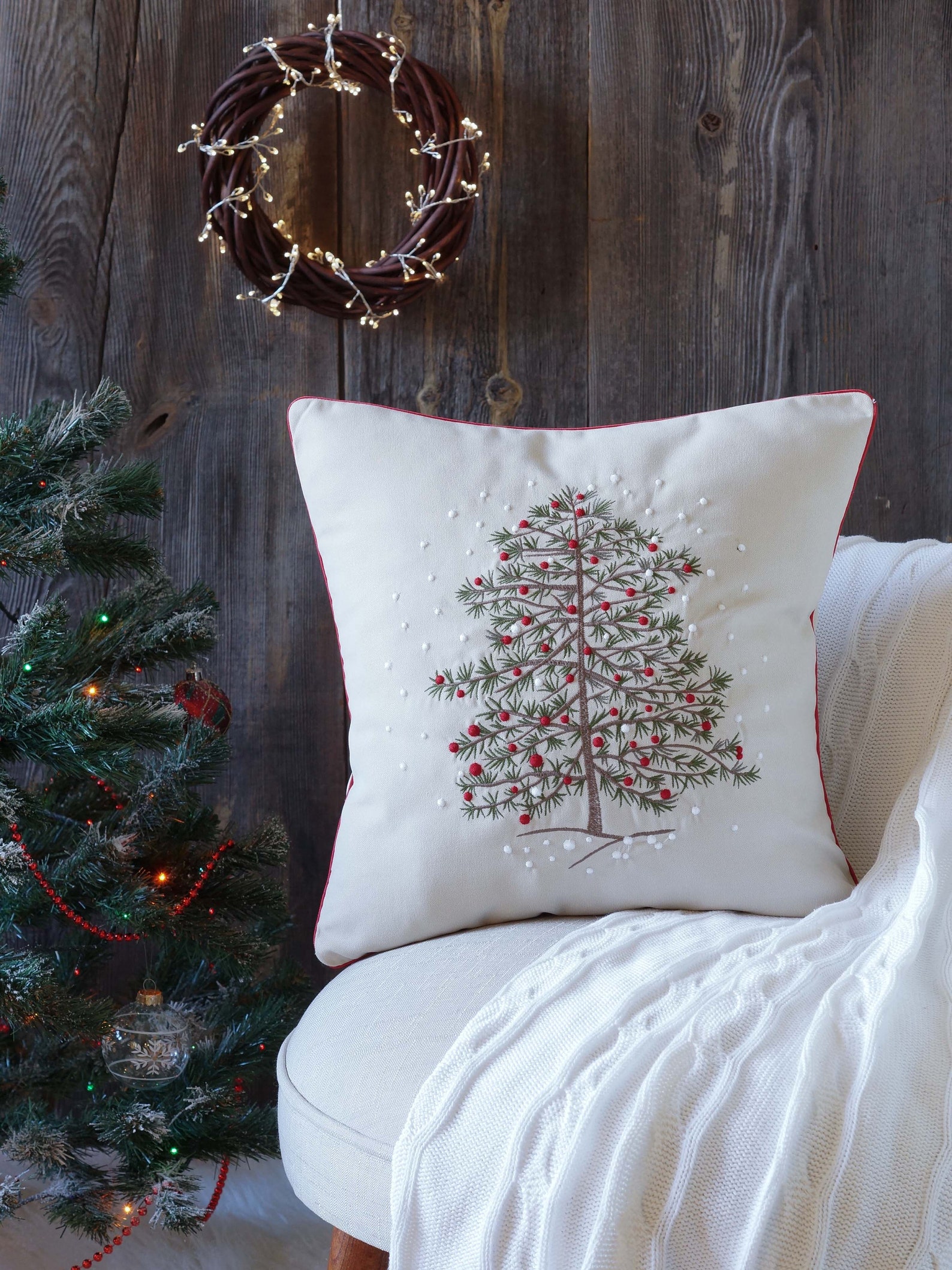 Pine tree pillow covers 18 x 18 christmas new year white Etsy