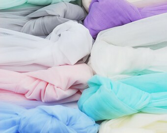 Soft elastic tulle fabric, 118" (300 cm) wide colored illusion tulle for bridal gowns, wedding dresses and turbans - 1.09 yards (1 m)
