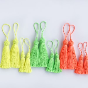 NEON High Quality Tassels,  Fluorescent Boho Tassels 2.95" (7.5cm) and 4.33' (11cm)