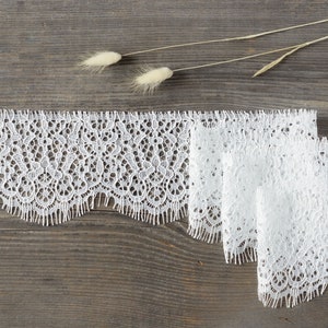 White Eyelash Alencon Lace, Bridal Lace Trim, 3.94" (10cm) Wedding Eyelash Lace - 1.63 yards/1.5m