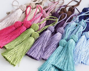 High Quality Long Tassels, Knot Cap Tassels -  3.94" (10cm), Available in 29 Colors, Wholesale Tassels, Bulk Tassel Order