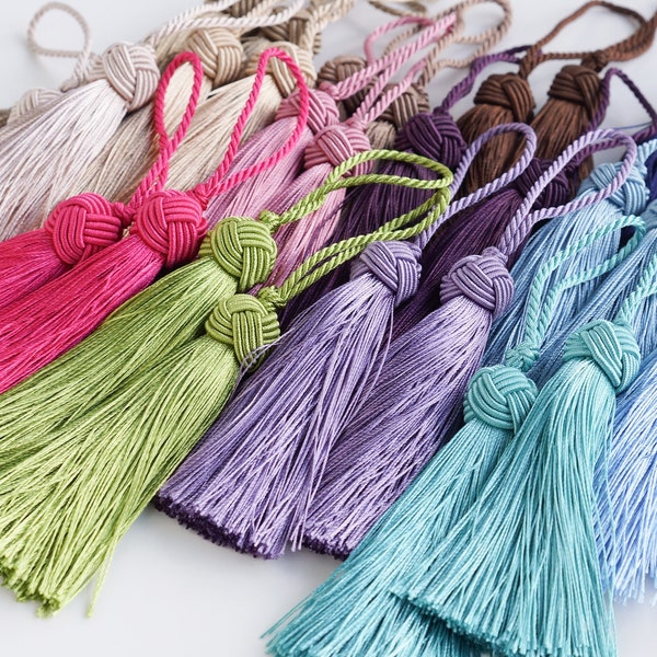 High Quality Long Tassels, Knot Cap Tassels -  3.94" (10cm), Available in 29 Colors, Wholesale Tassels, Bulk Tassel Order