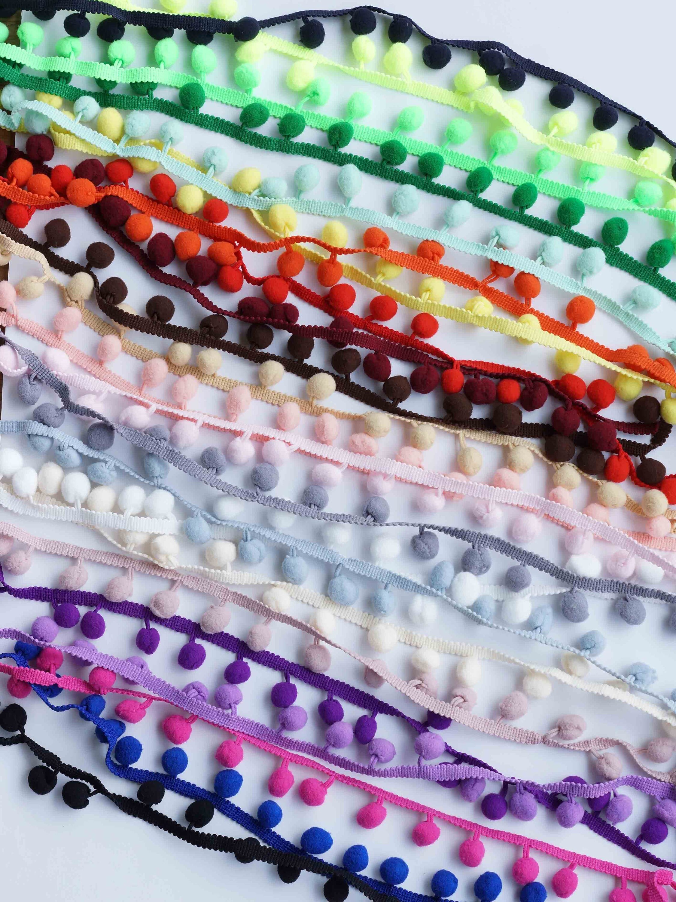 Pom pom trim multi color by the yard 0.63 1.6 cm Etsy