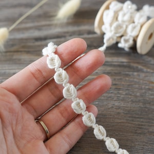 Acabamento em algodão trançado marfim – 10 mm (0,4") | Fita trançada boho natural de 1 m (1,09 yd) para costura, artesanato, embrulhos de presentes e acessórios para casa