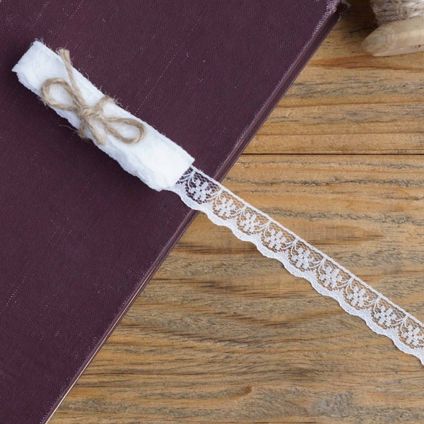 Soft white flat lace trim for wedding gifts, 0.47" (1.2 cm) wide 10.94 yards (10 m) classic tulle trim ribbon for wedding favors